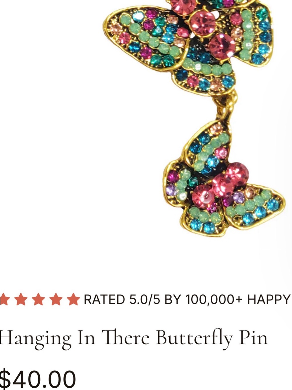 New Aratta hang in there butterfly pin - Picture 4 of 4